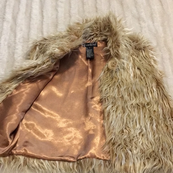 Faux fur vest bebe hippy boho inner metallic vest - Picture 3 of 4